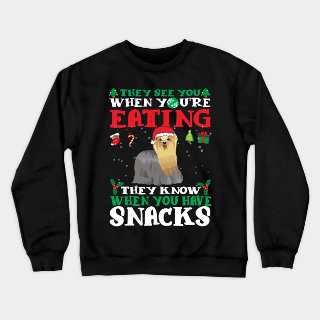 Christmas Dog Eating Snacks Crewneck Sweatshirt by CyberpunkTees